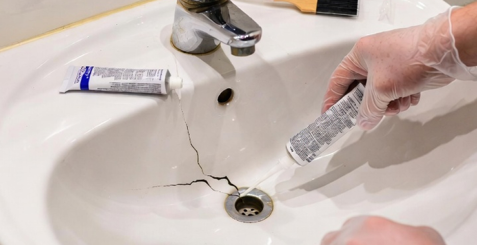 Ремонт трещины раковины