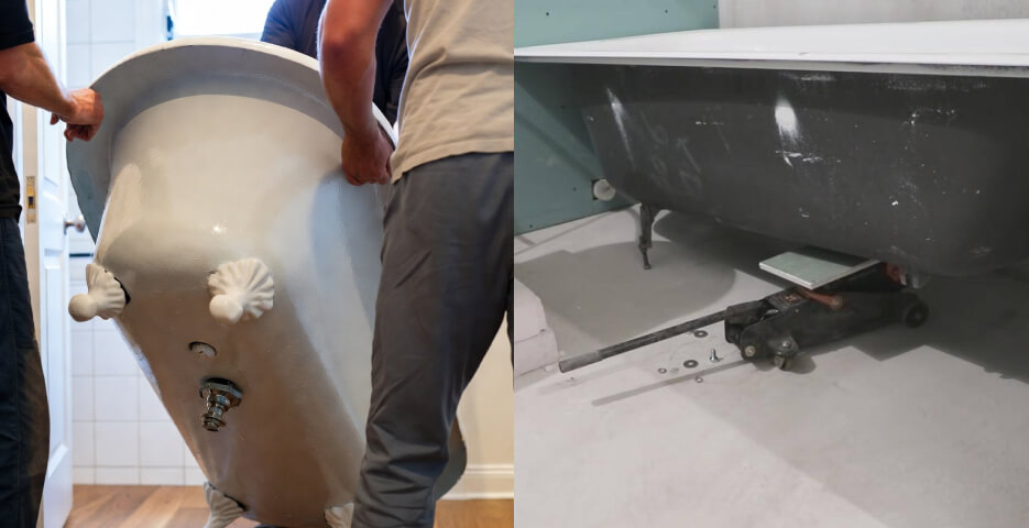 Установка чугунной ванны