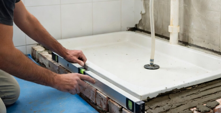 Установка душевого поддона